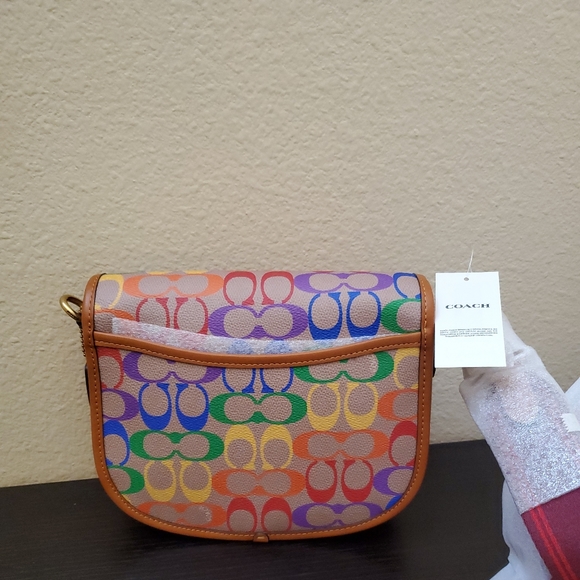 Coach Willow Saddle Bag In Rainbow Signature Canvas - Picture 12 of 12